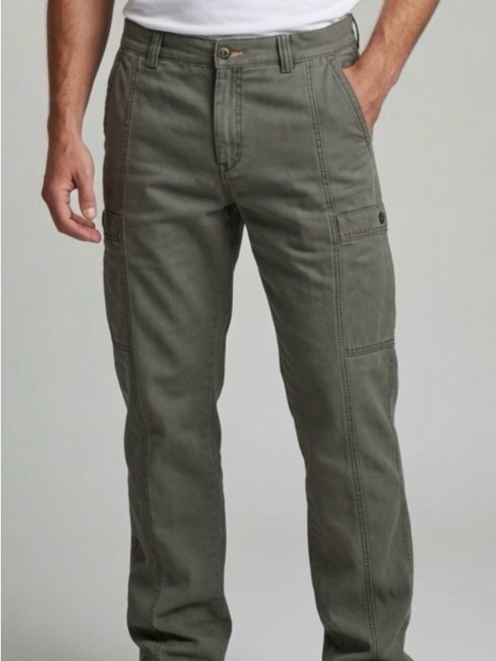 Men's Olive Linen Cargo Pants